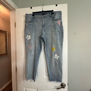 Charlie B Stylish Light Blue Jeans with Floral Accents